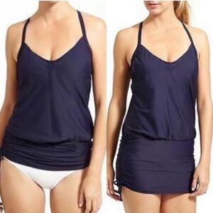 Athleta Side‎ Scrunch Tankini Navy NEW 32D/DD (Small) NWT